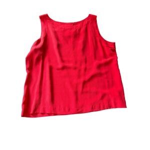 Lauren Alexandra Tank Top Red 100% Silk Crepe Sleeveless Shell Boat Neck Size 14